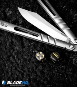 BRS Alpha Beast Infinity Balisong Butterfly Knife Titanium (4.5" Stonewash) -Kershaw Sales Shop brs alphabeast alt rounded dice