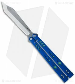 BRS Premium Replicant Balisong Butterfly Knife Blue G-10/Green Ti (4.5" SW)