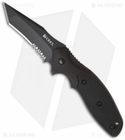 CRKT Shenanigan Tanto Liner Lock Knife Black Aluminum (3.25" Black Serr) K490KKS