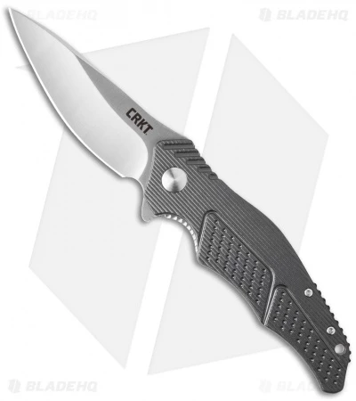 CRKT Ken Onion Outrage Liner Lock Knife Gray Aluminum (3.25" Satin) K320GXP 1 CRKT Ken Onion Outrage Liner Lock Knife Gray Aluminum (3.25" Satin) K320GXP