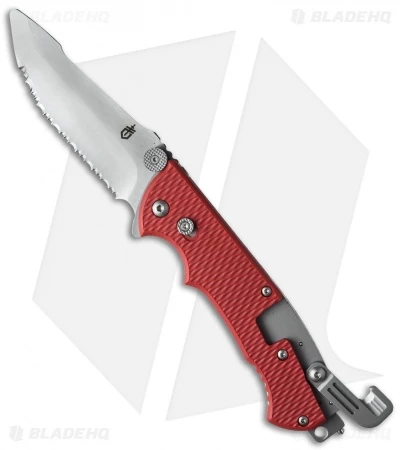 Gerber Hinderer Rescue Knife Red (3.5" Satin Serr) 22-01534 1 Gerber Hinderer Rescue Knife Red (3.5" Satin Serr) 22-01534