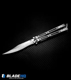 Hom Design Basilisk-R Titanium Balisong Butterfly Knife (4.6" Satin) Ti Spacers -Kershaw Sales Shop hom design baskilisk r ti satin BHQ 36921 dl