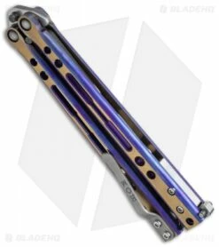 Hom Design Specter Evo Titanium Balisong Knife Purple Gold (4.4" Two-Tone) -Kershaw Sales Shop hom specter evo purple gold side cm