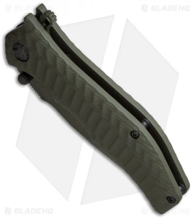 HTM Darrel Ralph Gun Hammer Bowie Spring Assisted Knife OD Green (3.5" OD Green) 2 HTM Darrel Ralph Gun Hammer Bowie Spring Assisted Knife OD Green (3.5" OD Green) - Image 2