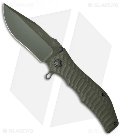 HTM Darrel Ralph Gun Hammer Bowie Spring Assisted Knife OD Green (3.5" OD Green) 1 HTM Darrel Ralph Gun Hammer Bowie Spring Assisted Knife OD Green (3.5" OD Green)