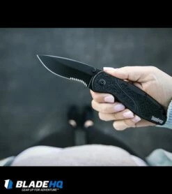 Kershaw Blur Assisted Opening Knife Black (3.375" Black Serr) 1670BLKST -Kershaw Sales Shop kershaw blur black serr 1670BLKST hand dl