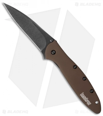 Kershaw Leek Assisted Opening Knife Brown (3" Black) Elmax 1660SWBRN 1 Kershaw Leek Assisted Opening Knife Brown (3" Black) Elmax 1660SWBRN