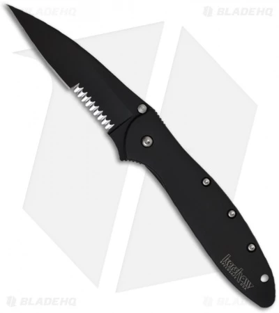 Kershaw Leek Assisted Opening Knife (3" Black Serr) 1660CKTST 1 Kershaw Leek Assisted Opening Knife (3" Black Serr) 1660CKTST