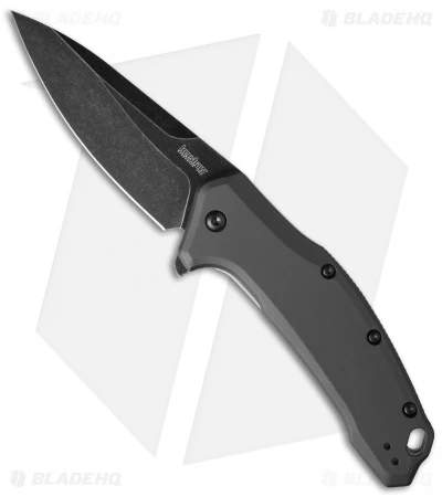 Kershaw Link Drop Point Knife Gray Aluminum (3.25" BlackWash) 1776GRYBW 1 Kershaw Link Drop Point Knife Gray Aluminum (3.25" BlackWash) 1776GRYBW