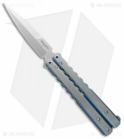 Pro-Tech FlyFather Balisong Butterfly Knife Blue-Silver W/ Clip (Stonewash) FF1