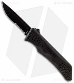 Schrade Drop Point OTF Spring Assisted Knife (3.5" Black Serr) SCHOTF7BS