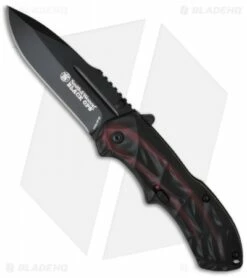 Smith & Wesson Black Ops SWBLOP3R Smoked Red Spring Assisted Knife (3.35" Black)