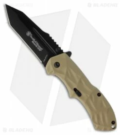 Smith & Wesson Black Ops SWBLOP3TD Tan Spring Assisted Tanto Knife (3.35" Plain)