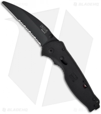 SOG Flash II Rescue Assisted Opening Knife (3.5" Black Serr) TFSA-6 1 SOG Flash II Rescue Assisted Opening Knife (3.5" Black Serr) TFSA-6