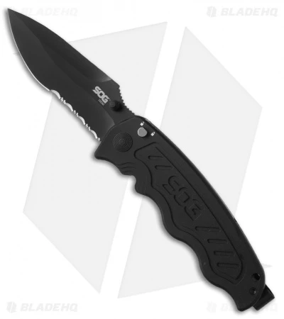 SOG Zoom Drop Point Spring Assisted Knife (3.625" Black Serr) ZM1016 1 SOG Zoom Drop Point Spring Assisted Knife (3.625" Black Serr) ZM1016