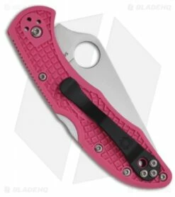 Spyderco Delica 4 Knife Flat Ground Pink FRN (2.88" Satin Plain) C11FPPN 3 Spyderco Delica 4 Knife Flat Ground Pink FRN (2.88" Satin Plain) C11FPPN -Kershaw Sales Shop spyderco delica flat ground pink c11fppn back