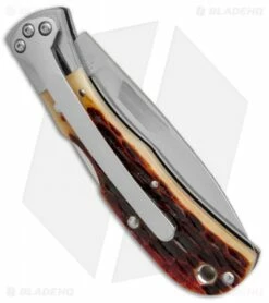 Spyderco Jess Horn Lock Back Knife Jigged Bone (2.6" Satin Serr) -Kershaw Sales Shop spyderco jess horn jigged bone BHQ 36959 er side