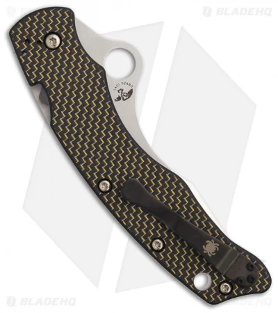 Spyderco Szabo Folder Gold Lined Carbon Fiber (4.6" Satin) C146CFP 2 Spyderco Szabo Folder Gold Lined Carbon Fiber (4.6" Satin) C146CFP - Image 2
