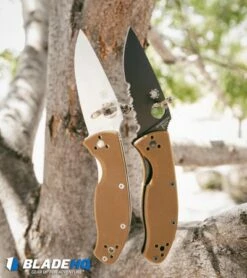 Spyderco Tenacious Liner Lock Knife Brown G-10 (3.39" Black Serr) C122GPSBBN -Kershaw Sales Shop spyderco tenacious brown satin plain black serr dl 1