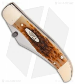 Case Kickstart Mid-Folding Hunter Assisted Knife Jigged Amber Bone (61265AC SS) -Kershaw Sales Shop ssisted Opener Amber Bone Peach Seed Jig Mid Hunter Clip BHQ 86045 er spine